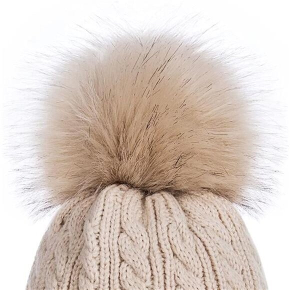 2-Pack Women\'s Winter Knit Slouchy Beanie Chunky Baggy Hat with Pom Pom